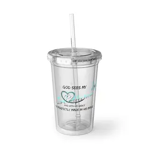God Sees My ImPerfection, Im Perfect, Motivational Travel Mug, Perfect Gift for Friends, Transparent Tumbler, Inspirational Drinkware, [...]