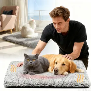Self Warming Cat Bed, Extra Warm Self Heating Mat for Cats & Dogs Non Electric, Anti-Slip Small Thermal Pet Pad Indoor with Removable Washable Cover 23" x 18"