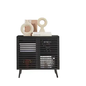 Buffet Storage Cabinet, Accent Cabinet Kitchen Console Table with 2 Hollowed-Out Doors, Freestanding 2-Tier Cupboard with Storage for Entryway, Living Room, Bedroom