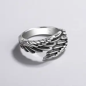 Retro old feather ring personality simple fashion jewelry temperament design ring