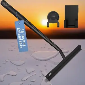 Long Handle Shower Cleaner with Suction Hook - Extendable Squeegee for Glass Doors & Tiles - Bathroom Wall Scraper up to 100 cm - Reusable Window Wiper for Streak-Free Shine - Adjustable Bath Squeegee with Ergonomic Grip