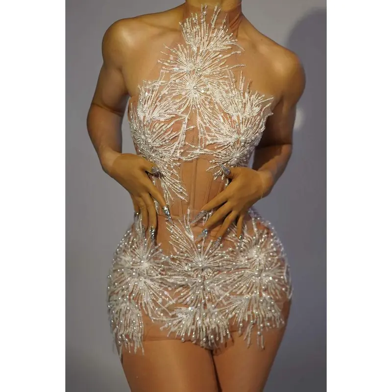 Bright Shine Dress White and Nude