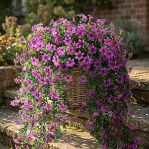 6-Pack Outdoor Artificial Hanging Six Ear Orchid Flowers, Artificial Flowers for Outside, Bright Long-Lasting Colors, Indoor & Outdoor Decoration, Perfect for Gardens & Window Sills