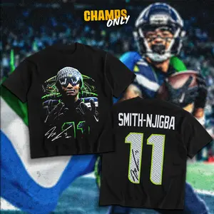CHAMPS ONLY JSN "CHAMP" Seattle Football Tee Cotton for Cowboys Game Day Fits Cotton T-Shirt Hoodie Hoodie Zip, Signature Heavy Cotton For Football Fans, Menswear Outfit, DTG Breathable Print