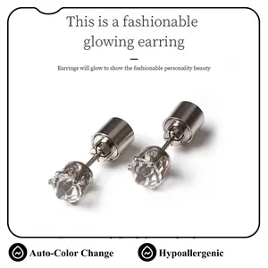LED Earrings, Light Up Stud Earrings, Glowing Diamond Crown Pendant Earring for Women and Men, LED Jewelry for Party, Wedding, Birthday, Night Out, Disco, Festival Sparkling Zirconia