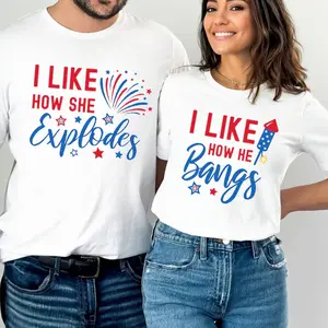 She Explodes He Bangs Funny Couple 4th Of July Shirts, Matching Couple Shirt, Love Shirt, Gift Idea For Couple