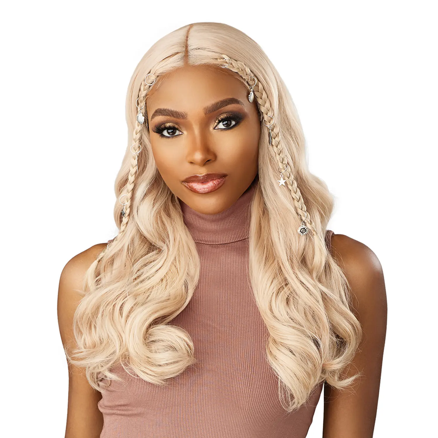 Sensationnel HD Lace Front Wig - Glueless Empress Edge Shear Muse Gold Krush Velisha with Baby Hairs, Blonde Shades, Hand-Tied Part (Synthetic Hair Extension)