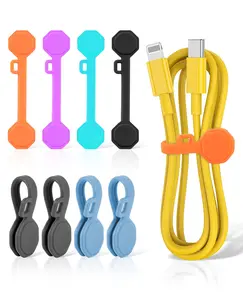 8PCS Silicone Magnetic Cable Ties & Clips, Cord Organizer [1S] Management Reusable Magnet Cable Organizer, Phone Cord Holder for Organizing, Bookmark Whiteboard Fridge Magnets