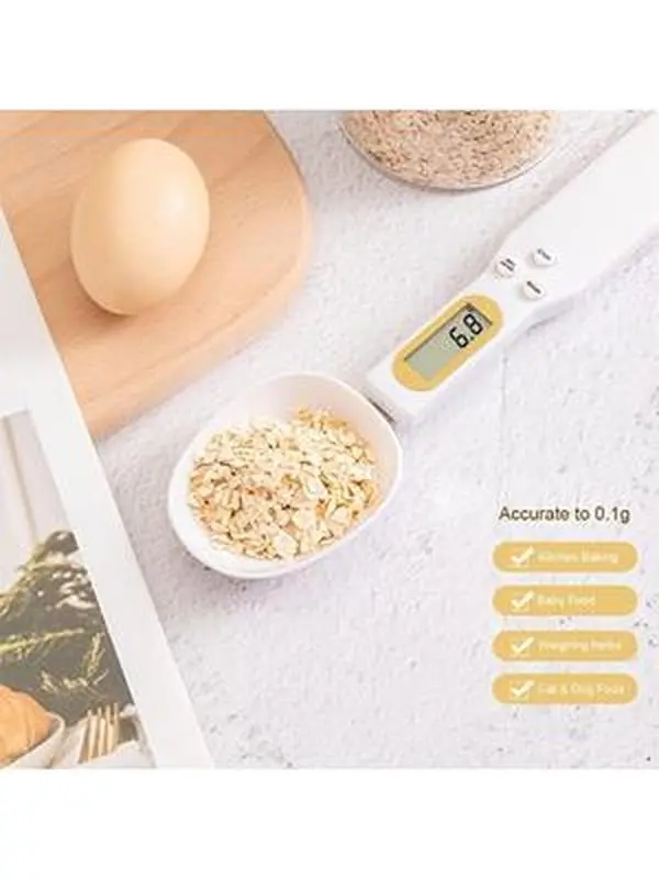 Precision Digital Kitchen Scale Spoon, 500g Capacity 0.1g Accuracy Measuring Spoon with LCD Display, Battery-Powered Electronic Spoon Scale for Baking Cooking Spices Coffee Weighing Tool for Pet Food Flour Liquid Scale