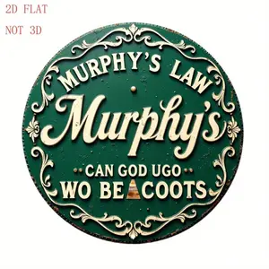 Vintage Murphy's Law Round Retro Irish Tin Metal Sign 8x8 Inch Nostalgic Wall Art Decor Funny Pub Bar Garage Man Cave Home Decor