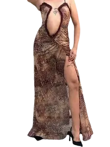 Sleeveless Hanging Neck Wrap Backless Dress