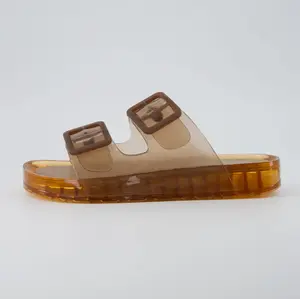 Cushionaire Pool Jelly Slide Sandals for Women - Waterproof Double Buckle Adjustable Slip-On Womens Jelly Sandals For Beach, Shower, Summer Casual Wear Soft Slippers Platform