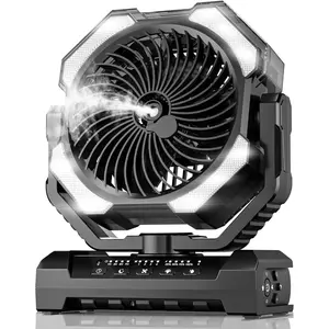 Misting Fan Portable with 250ml Water Tank, 24000mAh Rechargeable Cooling Fans for Outside, Outdoor Water Misters with 2 Mist Modes, Remote Control Camping Fan with Timer for Beach, Patios, Tents
