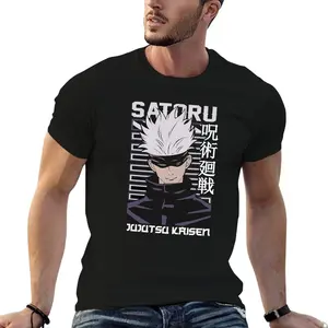 Satoru Gojo Jujutsu Kaisen Anime Graphic T-Shirt Retro Fitted Short Sleeve Crew Neck Tee for Summer Anime Enthusiasts