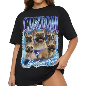 Custom Bootleg Rap Tee Personalized Face T-Shirt with Photo Text Vintage Graphic Shirt Gift for Him Her