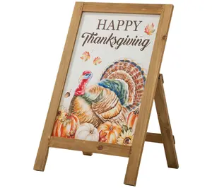 Glitzhome Thanksgiving Wooden Turkey Easel 24"orch Sign