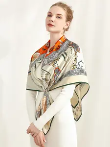 Jeelow Exquisite 100% Real Mulberry Silk Scarf - Opulent 16 Momme Large Square Wrap, 42x42 Inch, Luxurious Accessory for Evening Wear & Daily Elegance