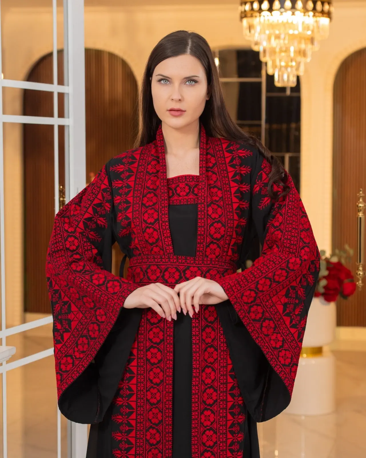 Embroidered Palestinian Style Traditional 2-Piece Abaya Religious Attire Islamic Fashion
