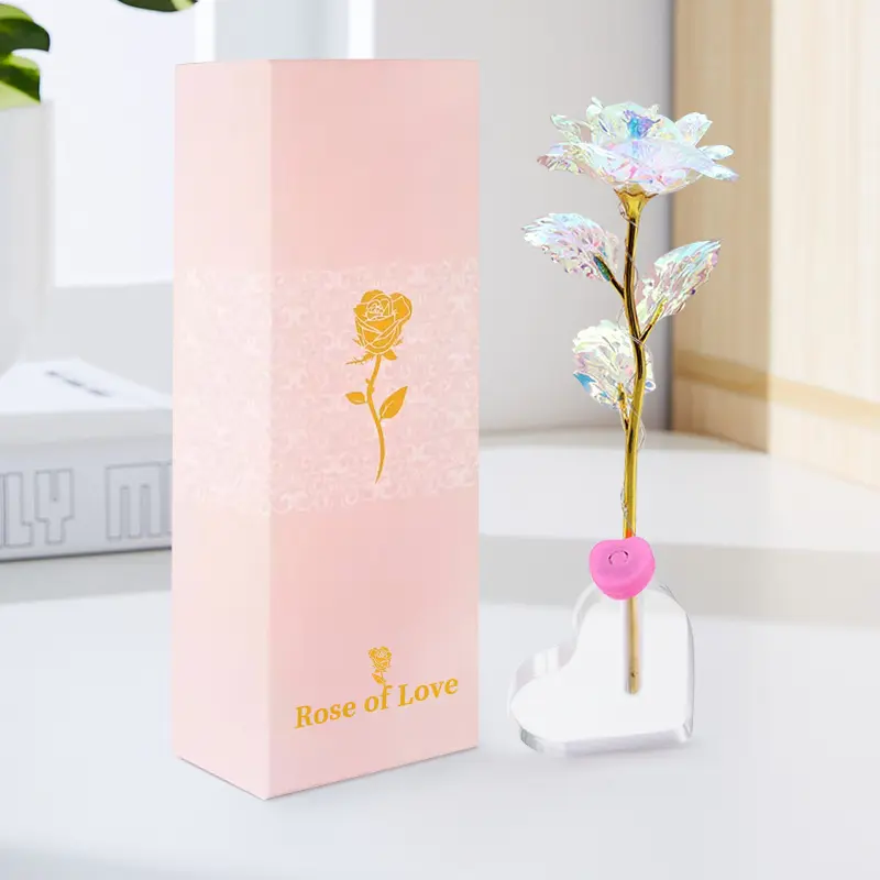 Mothers Day Gift for her, Artificial Gold-Plated Rose Gift Set with Heart Shaped Base, LED Light Galaxy Rose Flower, Mother's Day Gift, Anniversary Day Gift, Valentine's Day Gift, Perfect Gifts for Mom Grandma Wife Sister Girlfriend