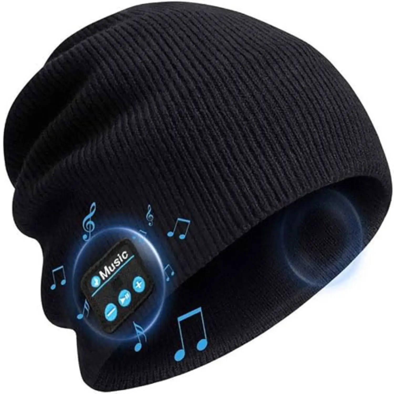 Bluetooth 5.0 Beanie Hat with Built In Stereo Speakers Microphone LED Wireless Music Winter Knit Hat Rechargeable for Men Women Outdoor Activities