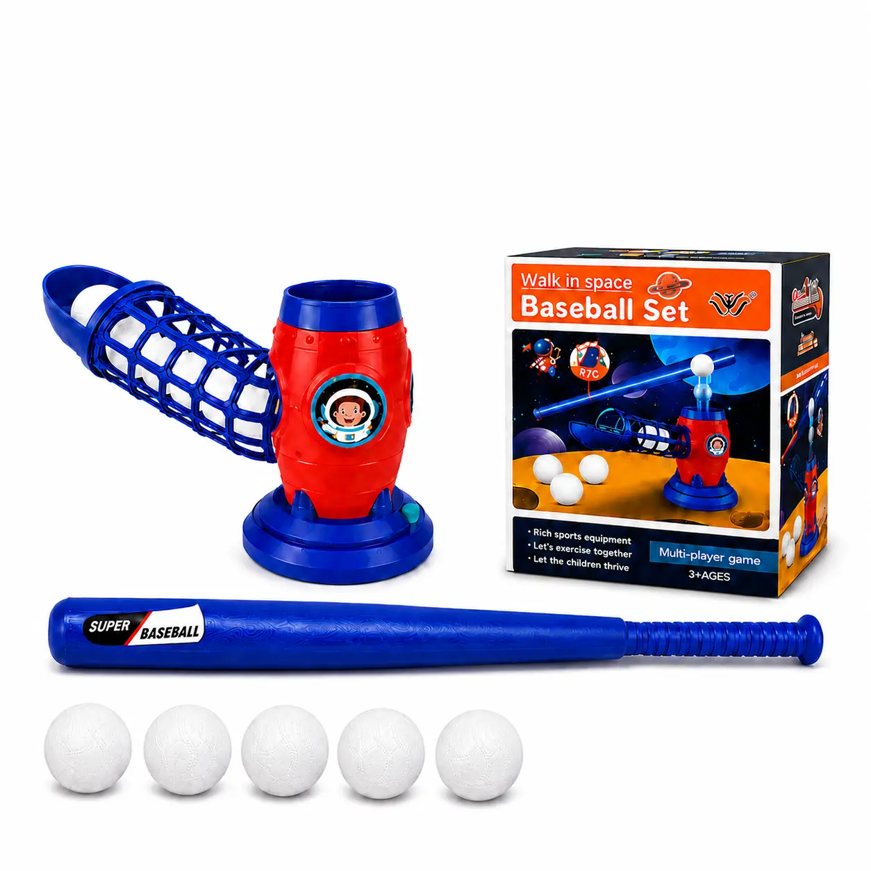 Holiday & Birthday Gift-ReadyBackyard Outdoor Sports Toy,Automatic Space Rocket BasebalLauncher kids toy Set  for Kids  Ages 3+