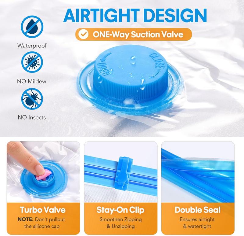 12 Pack Travel Vacuum Storage Bags with USB Electric Pump, Combo Space ...