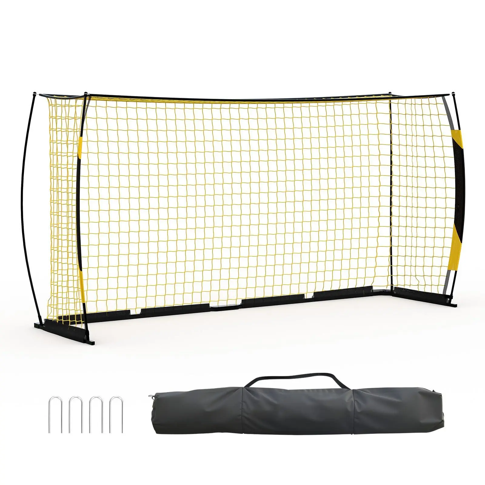 GARVEE 12x6 ft Heavy Duty Soccer Goal, Portable Collapsible Training Net with Metal Base, Quick Setup, Weather-Resistant, Carry Bag Included for Backyard Use
