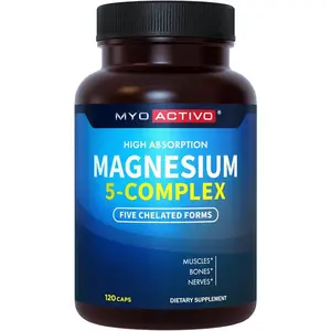 5 in 1 Magnesium Complex with Chelated Glycinate Malate Citrate Taurate and Aspartate for Muscle Nerve Bone and Heart Support 120 Capsules