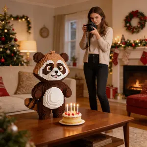 Cute Panda 3D Puzzle Building Block Decor, Perfect for Home Office Shelves and Parties, Ideal Gift for Thanksgiving and Christmas