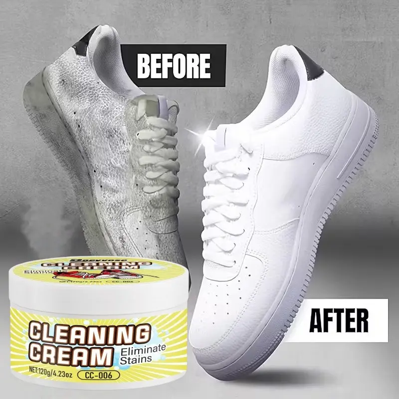 120g White Shoe Care Cream | Easy-to-Wipe Formula for Smooth Surface, Brightens and Reduces Yellowing, Suitable for Sports and Casual Shoes, Quick Application for Instant Refresh