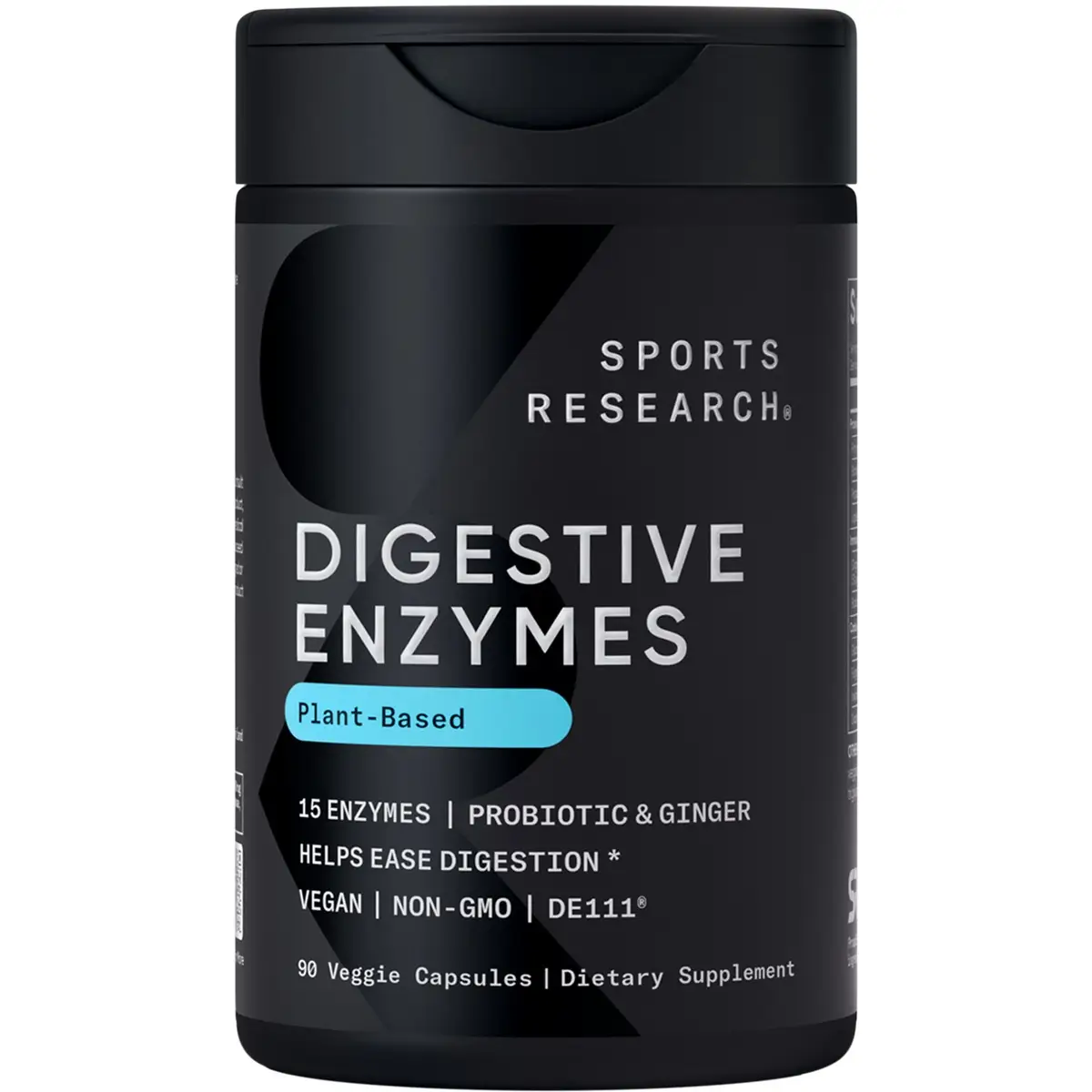 Sports Research Digestive Enzymes with Probiotics & Ginger - Plant Based - Non-GMO Verified & Vegan Certified - 90 Veggie Capsules