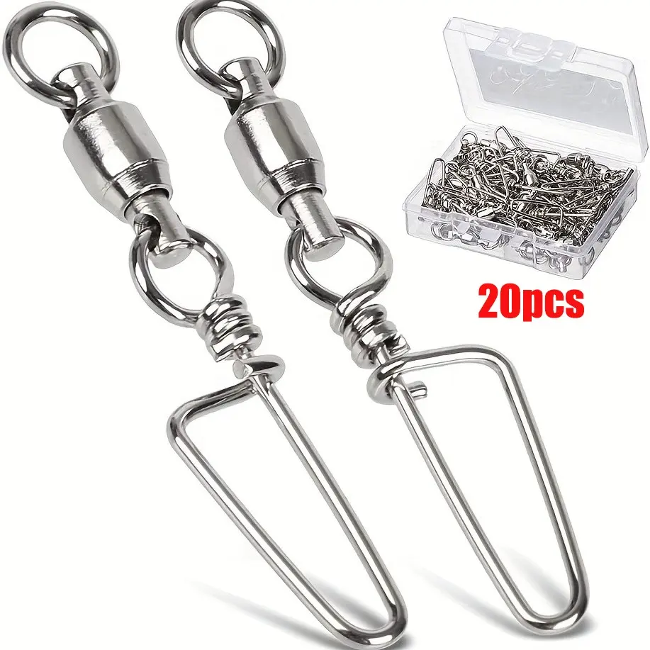 20 Piece Bearing Ring + Arc Pin Set, Fishing Hook Connector, Lure Attachment Pins, Durable & Reliable Fishhook Accessories, Fishing Tools, Fishing Tackle Kit, Fishing Gear Accessories