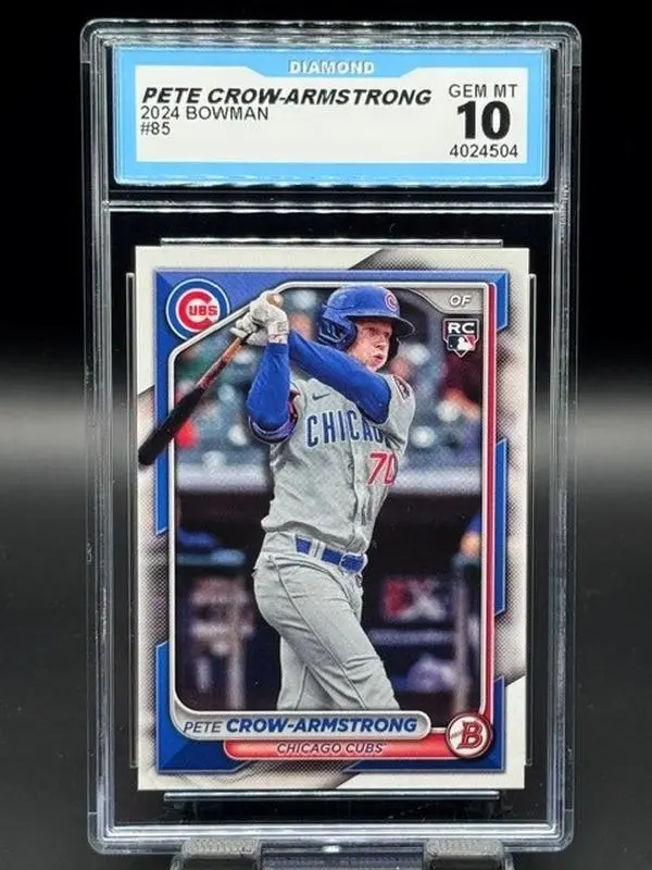 2024 Bowman MLB ROOKIE Baseball Card #85 Chicago Cubs Pete Crow Armstrong Graded GEM MINT 10