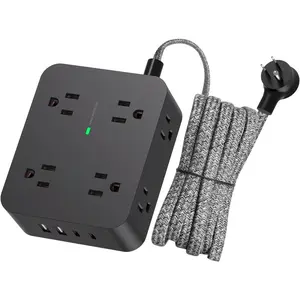 Power Strip Surge Protector,  8 Outlets with 4 USB  Ports(2 USB C), 3 Side Outlet Extender with 5 Ft Extension Cord, Flat Plug, Wall Mount, Desk  Station for  Office ETL