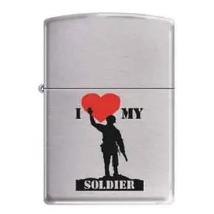 Zippo Lighter I Love My Soldier Brushed Chrome Made in USA with Lifetime Warranty in Gift Box