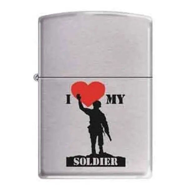 Zippo Lighter I Love My Soldier Brushed Chrome Made in USA with Lifetime Warranty in Gift Box