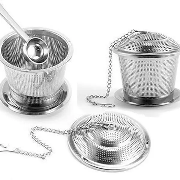 2 Pack Stainless Steel Tea Infuser with Tea Scoop & Drip Trays, Ultra Fine Mesh Loose Leaf Tea Strainer, Reusable Tea Steeper Basket for Green Black Herbal Oolong Tea