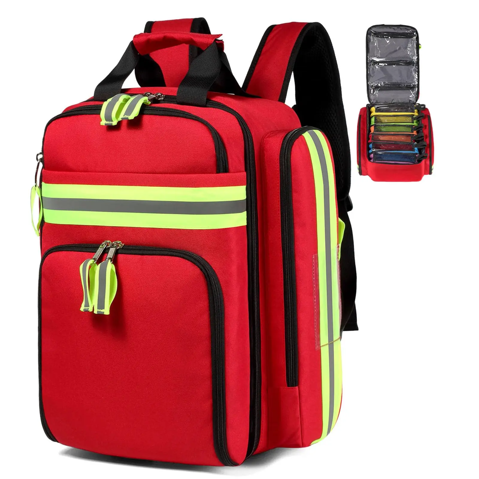 Heavy-Duty Tactical Medical Backpack for First Responders, Durable Tear-Resistant Polyester Trauma Bag with 6 Color-Coded Organizer Pouches, Durable Backpack, Tactical Backpacks