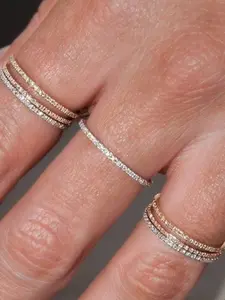 Tiny Delicate Micro Pave Zircon Rings for Women, Trendy Chic Crystal Daily Dating, Women's Stackable Ring, Fashion Jewelry