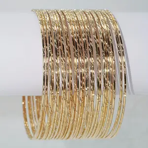 30pcs/Set Golden Color 14K Gold Plated Iron Circle Bangle Bracelet For Women Party Favors