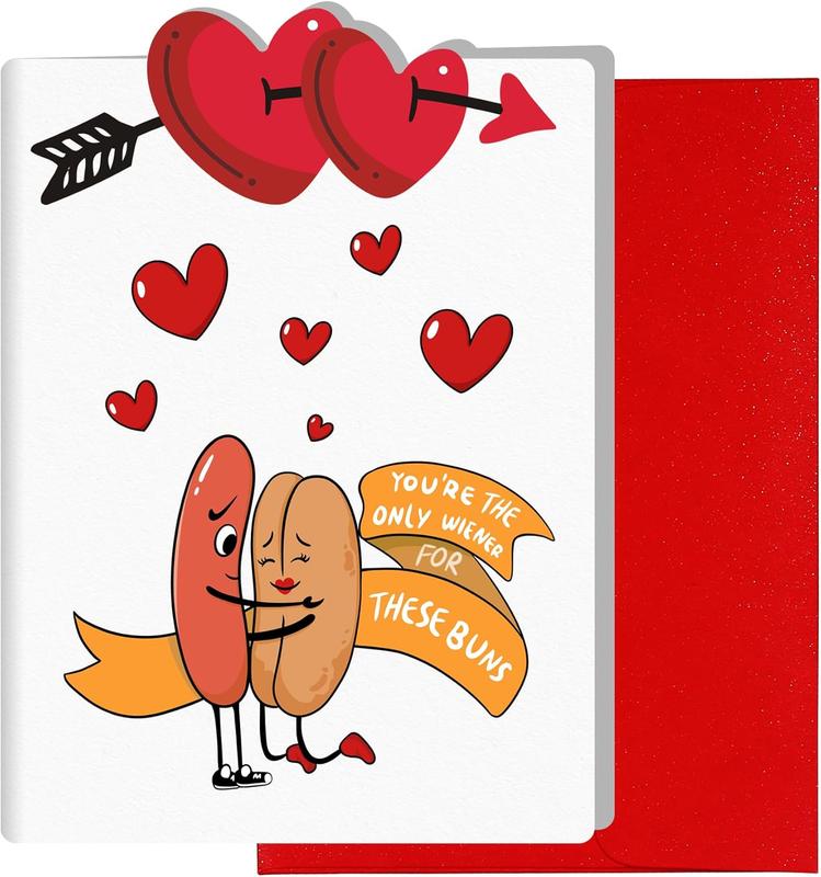 Valentine’s Day Card for Him Funny Romantic Gift for Husband or Boyfriend Men’s Valentine Gift Anniversary Birthday Love Card for Men with Heart Design and Humorous Text