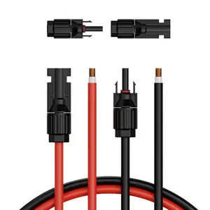 VEVOR 30FT Solar Panel Extension Cable, 10AWG Solar Extension Cable Wire with Female Male Waterproof Connectors, 6mm PV Cable for Home, Ship and RV Solar Panels, 30FT Black+ 30FT Red (Set of 2)