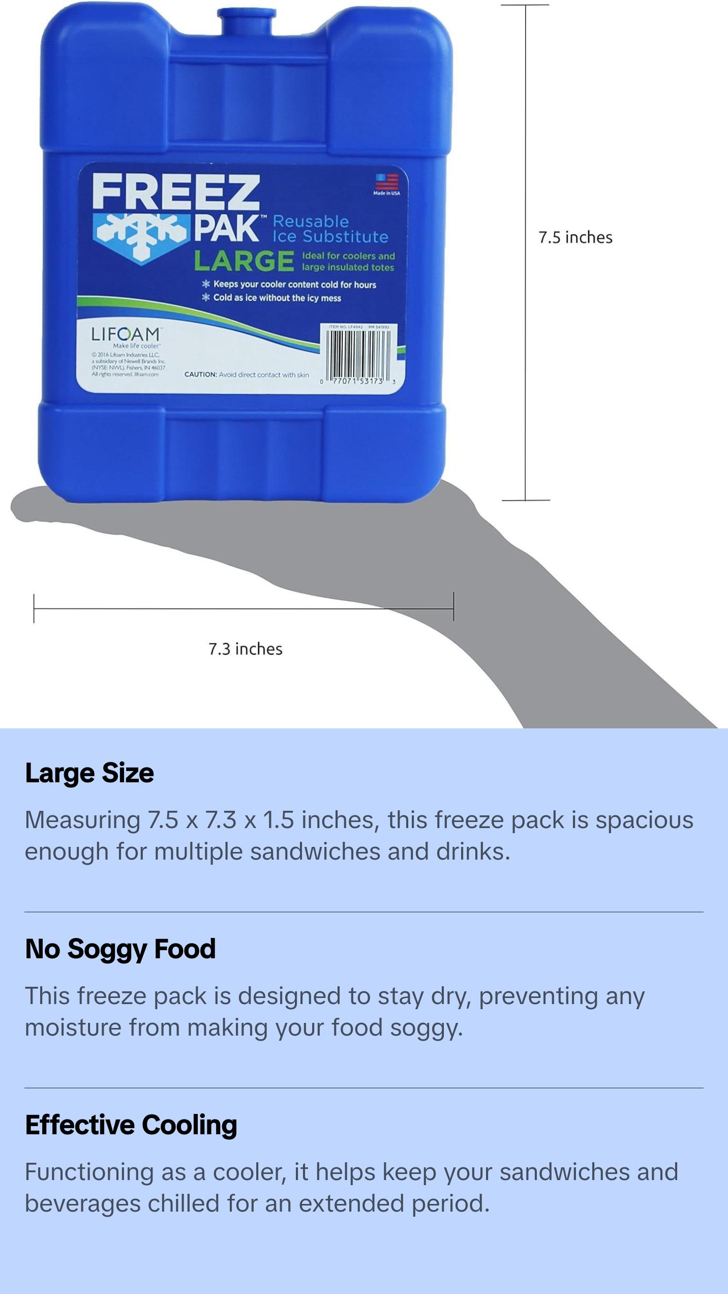 Freeze Pack Large 7.5 x 7.3 x 1.5 Inch 1035041