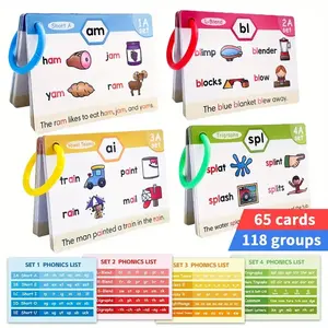 English Phonics Natural Reading Flash Cards, Vowel Spelling Flashcards, Word Root Spelling Learning Cards, Educational Vocabulary Flashcards for Kids
