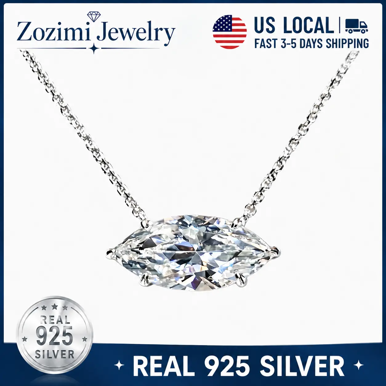 14K Gold Plated 4CT Marquise Cut Necklace for Women, Great Cubic Zirconia Solitaire Marquise Pendant in 925 Sterling Silver, Elegant Engagement Necklace Jewelry Anniversary Gift Ring for Women,Elegant All-match Fashion Accessories for Daily wear,Traveling