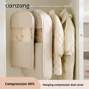 Down Jacket Compression Dust Cover Wardrobe Clothing Dust Bag Hanging Household Transparent Garment Cover Bag