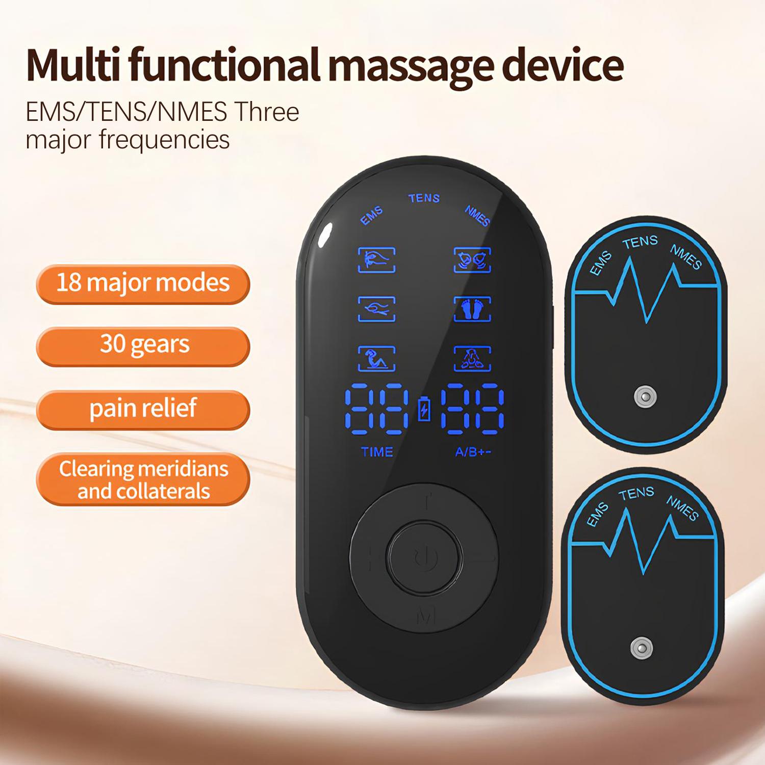 Tens Unit EMS Massage Muscle Stimulator, Dual Channel TENS Units Therapy Machine for Pain Relief, FDA Cleared Rechargeable Electronic Pulse Massager,with 4pcs Electrode Pads