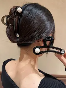 2pcs French Clip-Style Hair Clips, Large Paperclip Design, Rhinestone Hair Clips, Elegant Unique Design, Suitable for Thick Hair, Back Bun Holder