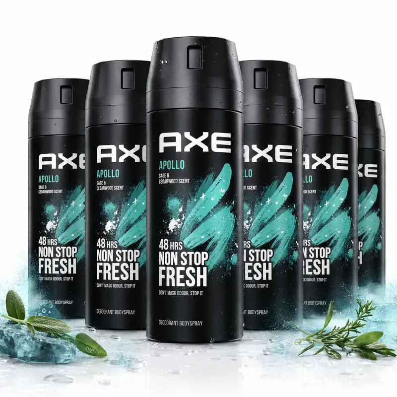 AXE Apollo Herbal Scented Deodorant Bulk Value Bundle (5oz/150ml) - Sage & Cedarwood Fresh Scent Deodorant, 48-Hour Odor Control, Anti-Perspiration Aerosol Body Deodorizer for Teenagers & Male Athletes