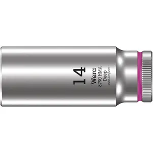 WERA 05004511001 8790 HMA DEEP SOCKETS (1/4" DRIVE SOCKETS - DEEP - 6-POINT) 1/4" DEEP SOCKET SW 14 PINK